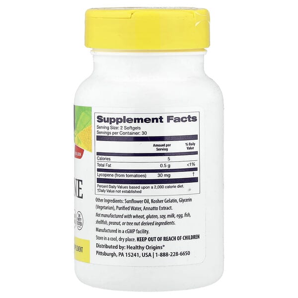 Alternative view of Healthy Origins, Lycopene, 15 mg, 60 Softgels
