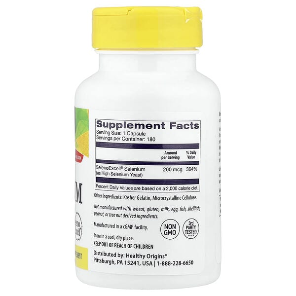 Alternative view of Healthy Origins, Natural Selenium, 200 mcg, 180 Capsules