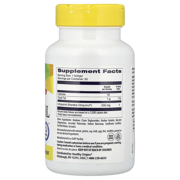 Alternative view of Healthy Origins, Natural, Ubiquinol, 200 mg, 60 Softgels