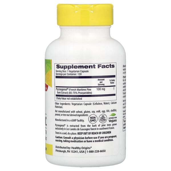 Alternative view of Healthy Origins, Pycnogenol®, 100 mg, 120 Veggie Caps