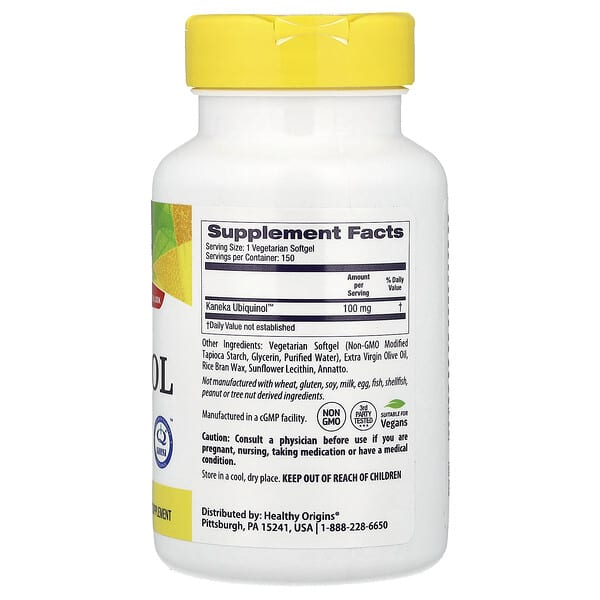Alternative view of Healthy Origins, Vegan Ubiquinol, 100 mg, 150 Veggie Gels