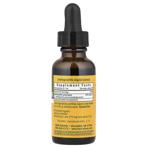 Alternative view of Herb Pharm, Andrographis, 1 fl oz (30 ml)