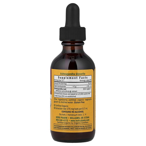 Alternative view of Herb Pharm, Ashwagandha, Alcohol-Free, 2 fl oz (60 ml)