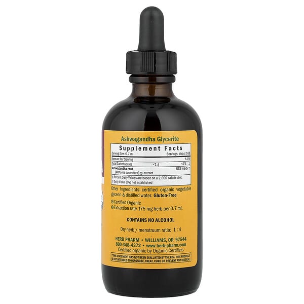 Herb Pharm, Ashwagandha, Alcohol-Free, 4 fl oz (120 ml) 2 Herb Pharm, Ashwagandha, Alcohol-Free, 4 fl oz (120 ml) - Ảnh 2