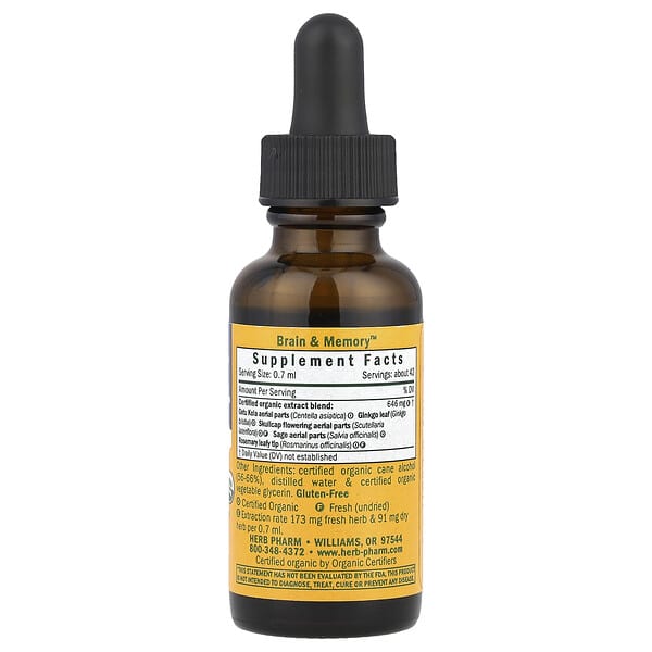 Alternative view of Herb Pharm, Brain & Memory™, 1 fl oz (30 ml)