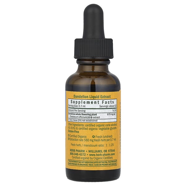 Alternative view of Herb Pharm, Dandelion, 1 fl oz (30 ml)
