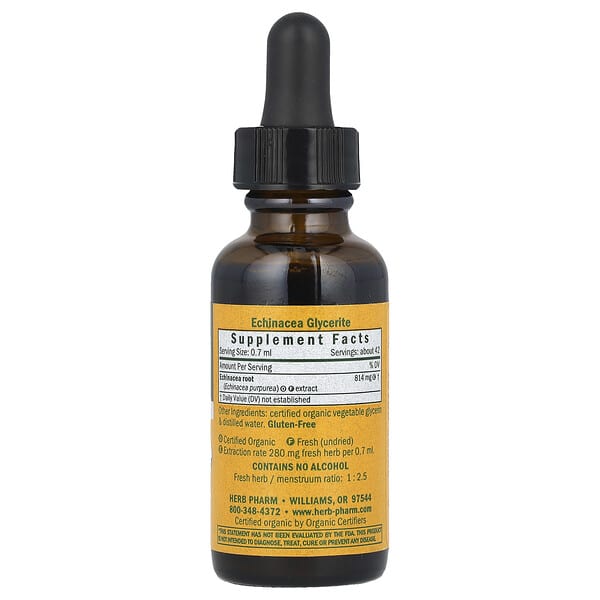 Alternative view of Herb Pharm, Echinacea, Alcohol-Free, 1 fl oz (30 ml)