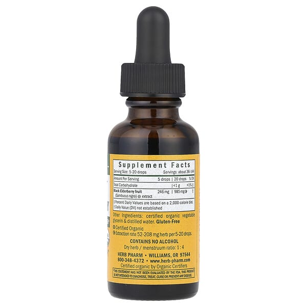 Alternative view of Herb Pharm, Kids Black Elderberry, Alcohol Free, 1 fl oz (30 ml)