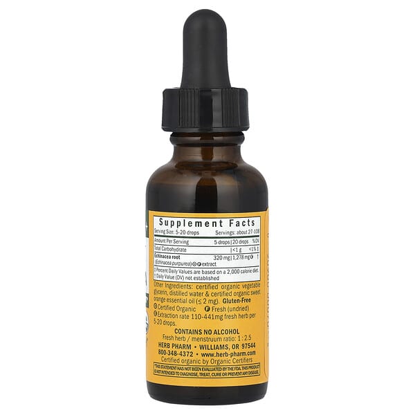 Alternative view of Herb Pharm, Kids Echinacea, Alcohol Free, Orange, 1 fl oz (30 ml)