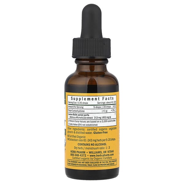 Alternative view of Herb Pharm, Kids Lemon Balm Calm™, Alcohol Free, 1 fl oz (30 ml) (213 mg per Serving)