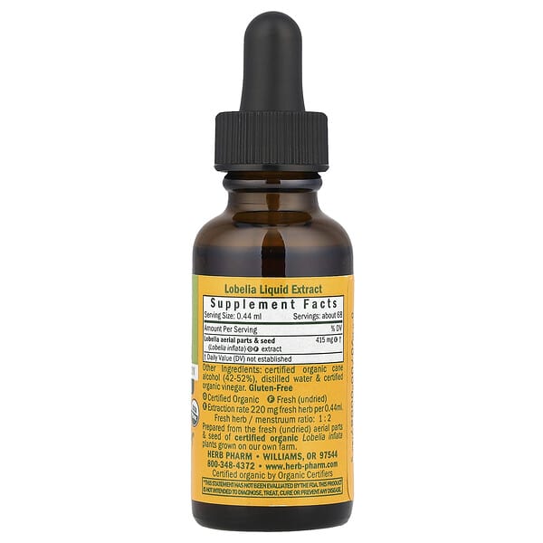 Alternative view of Herb Pharm, Lobelia, 1 fl oz (30 ml)