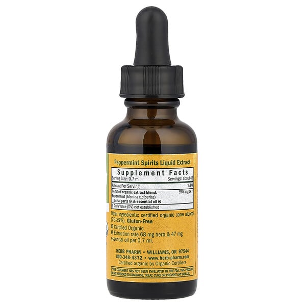 Alternative view of Herb Pharm, Peppermint Spirits, 1 fl oz (30 ml)
