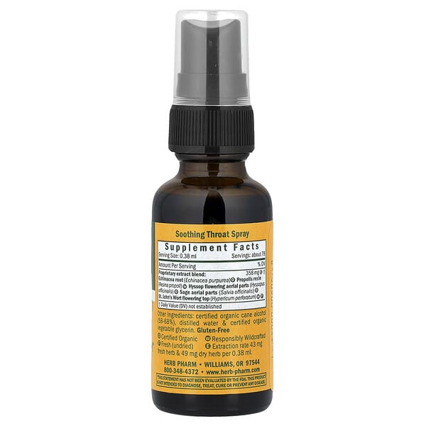 Alternative view of Herb Pharm, Soothing Throat Spray, 1 fl oz (30 ml)