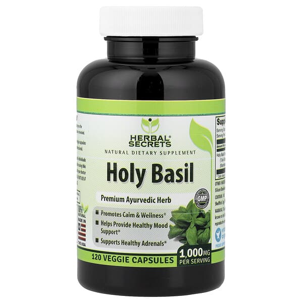 Herbal Secrets, Holy Basil, 120 Veggie Capsules (500 mg per Capsule) 3 Herbal Secrets, Holy Basil, 120 Veggie Capsules (500 mg per Capsule)