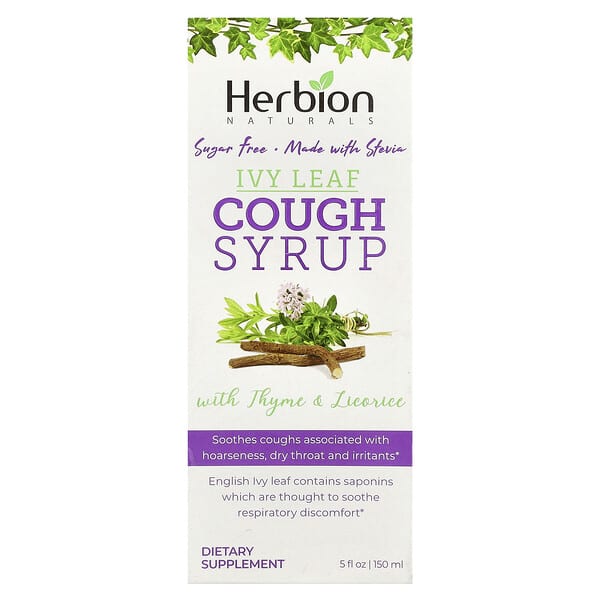 Herbion Naturals, Naturals, Ivy Leaf Cough Syrup With Thyme & Licorice, Sugar Free, 5 fl oz (150 ml)