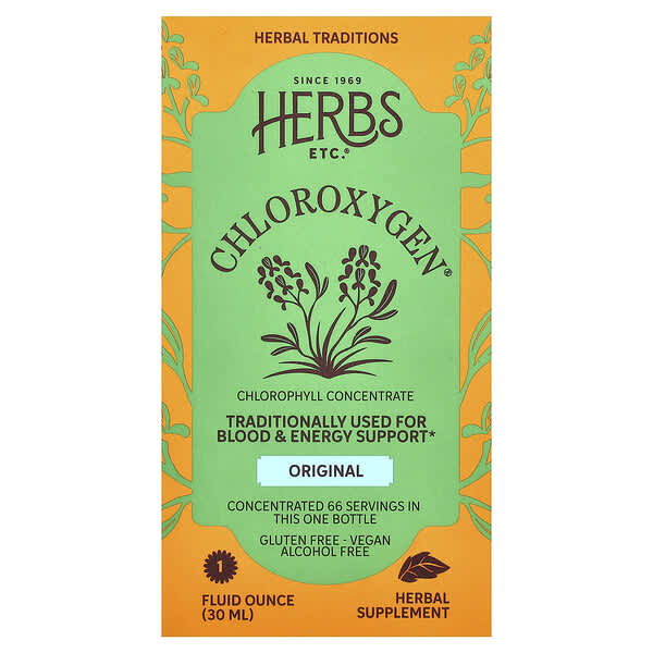 Herbs Etc., ChlorOxygen®, Chlorophyll Concentrate, Original, Alcohol Free, 1 fl oz (30 ml)