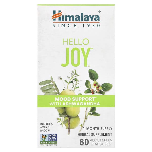Himalaya, Hello Joy, Mood Support with Ashwagandha, 60 Vegetarian Capsules