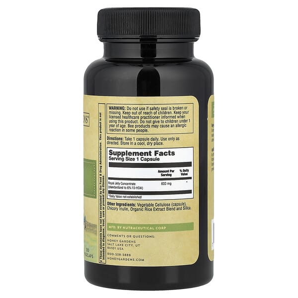 Alternative view of Honey Gardens, Ultra Potency, Royal Jelly, 600 mg, 30 Vegcaps
