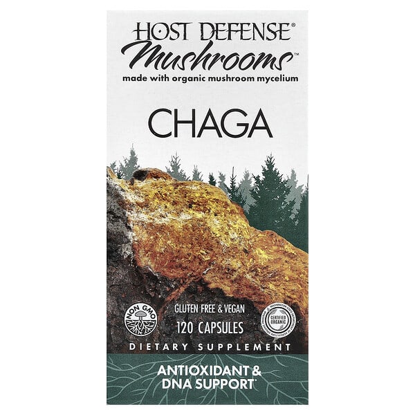 Host Defense, Mushrooms™, Chaga, 120 Capsules (0.5 g per Capsule)