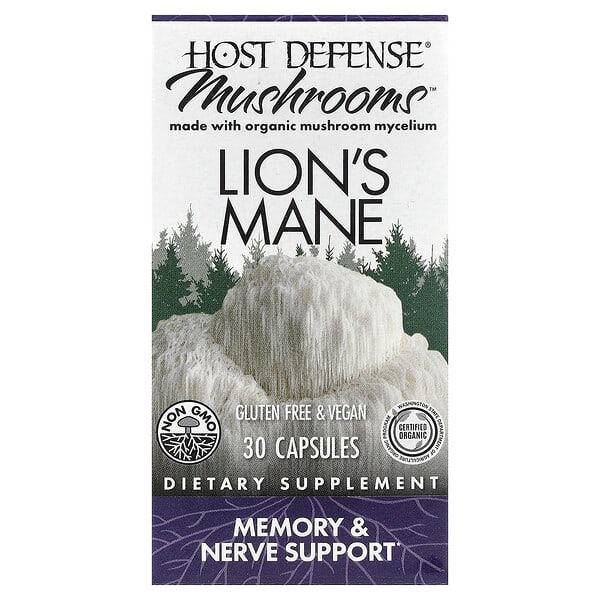 Host Defense, Mushrooms™, Lion's Mane, 30 Capsules (0.5 g per Capsule)