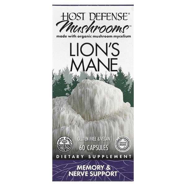 Host Defense, Mushrooms™, Lion's Mane, 60 Capsules (0.5 g per Capsule)