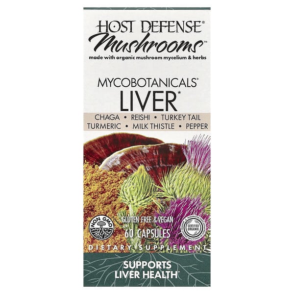 Host Defense, Mushrooms™, MycoBotanicals®, Liver, 60 Capsules