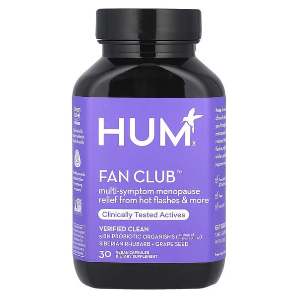 HUM Nutrition, Fan Club™, Multi-Symptom Menopause Relief, 30 Vegan Capsules