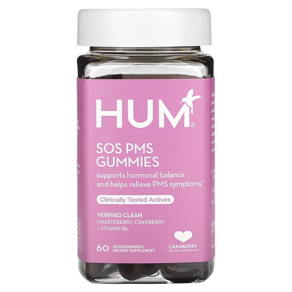 HUM Nutrition, SOS PMS Gummies, Cranberry, 60 Vegan Gummies