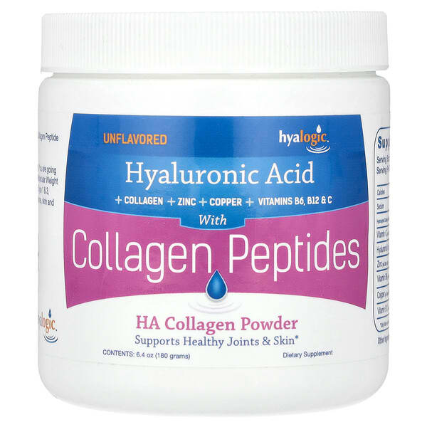 Hyalogic, HA Collagen Peptide Powder, Unflavored, 6.4 oz (180 g)