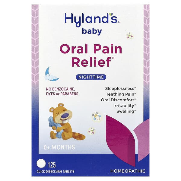 Hyland's Naturals, Baby, Oral Pain Relief, Nighttime, 0+ Months, 125 Quick-Dissolving Tablets