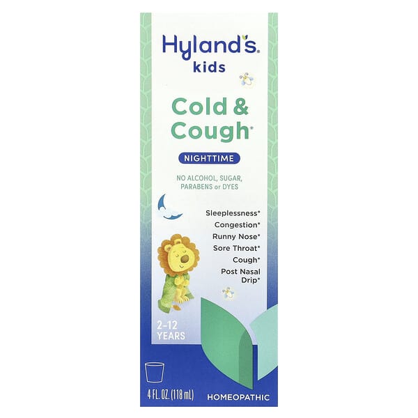 Hyland's Naturals, Kids, Cold & Cough, Nighttime, Ages 2-12, Unflavored, 4 fl oz (118 ml)