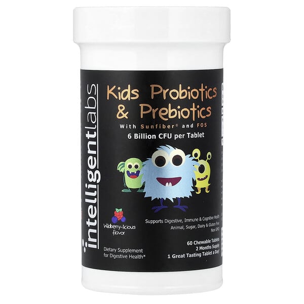 Intelligent Labs, Kids Probiotics & Prebiotics, Wildberry-licious, 60 Chewable Tablets 3 Intelligent Labs, Kids Probiotics & Prebiotics, Wildberry-licious, 60 Chewable Tablets