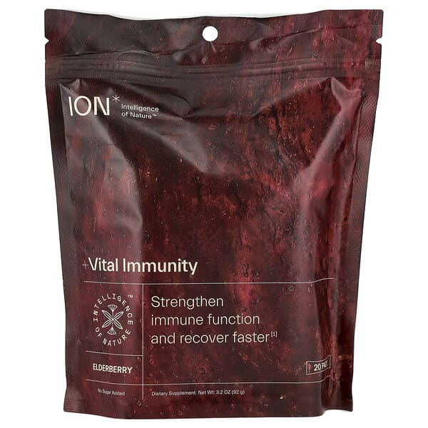ION Intelligence of Nature, Vital Immunity, Elderberry, 20 Pack, 3.2 oz (92 g)