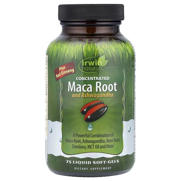 Irwin Naturals, Concentrated Maca Root and Ashwagandha, 75 Liquid Soft-Gels