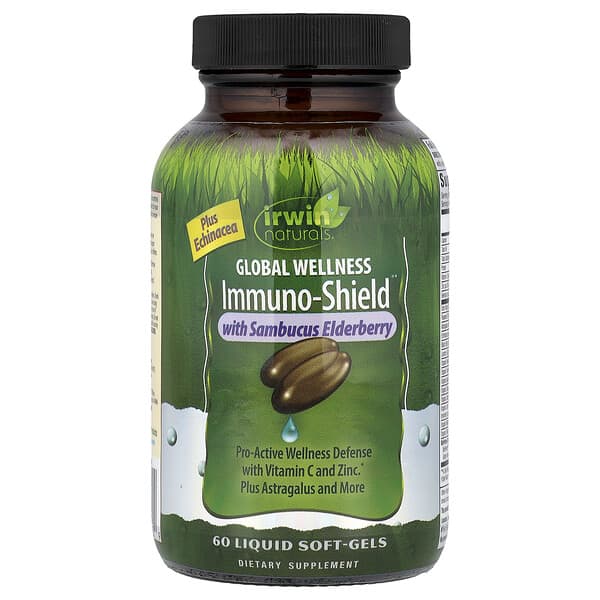 Irwin Naturals, Global Wellness Immuno-Shield® with Sambucus Elderberry, 60 Liquid Soft-Gels