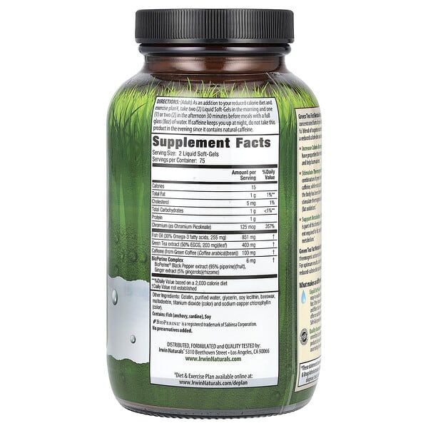 Alternative view of Irwin Naturals, Green Tea Fat Metabolizer®, 150 Liquid Soft-Gels