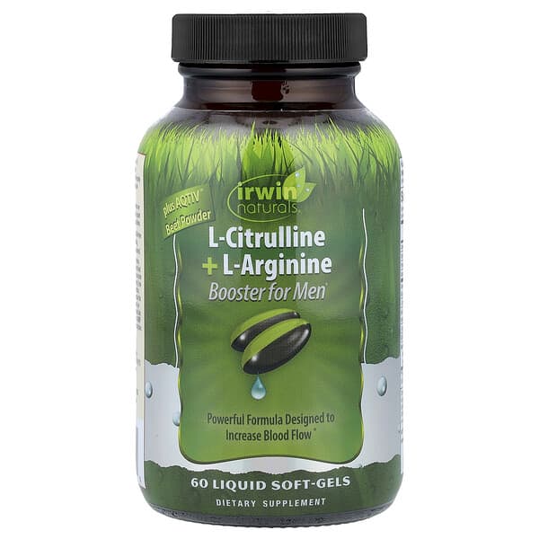 Irwin Naturals, L-Citrulline + L-Arginine, Booster for Men, 60 Liquid Soft-Gels 4 Irwin Naturals, L-Citrulline + L-Arginine, Booster for Men, 60 Liquid Soft-Gels