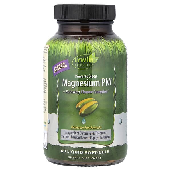 Irwin Naturals, Magnesium PM™ + Relaxing Flower Complex, 60 Liquid Soft-Gels 5 Irwin Naturals, Magnesium PM™ + Relaxing Flower Complex, 60 Liquid Soft-Gels