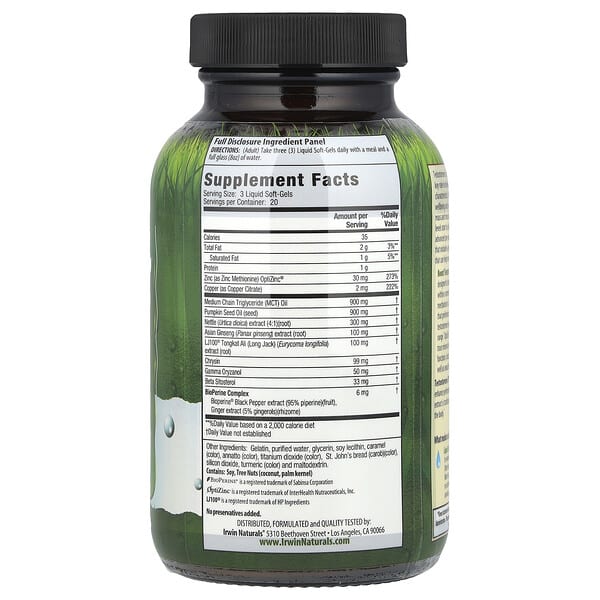 Alternative view of Irwin Naturals, Testosterone UP®, 60 Liquid Soft-Gels
