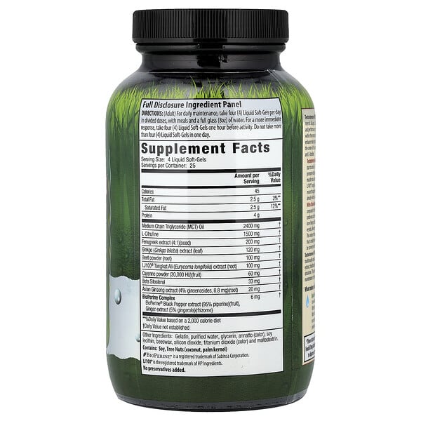 Alternative view of Irwin Naturals, Testosterone UP Red® with Nitric Oxide Booster, 100 Liquid Soft-Gels