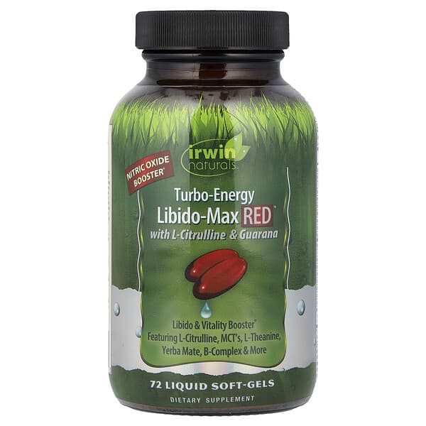 Irwin Naturals, Turbo-Energy, Libido-Max RED™ With L-Citrulline & Guarana, 72 Liquid Soft-Gels
