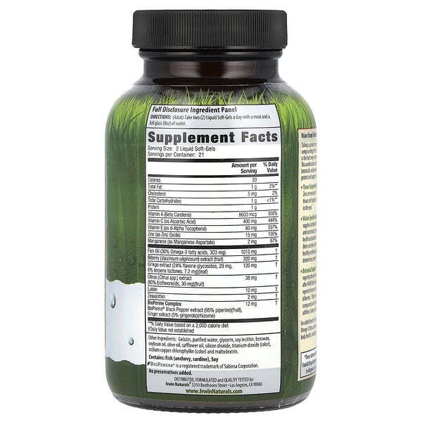 Alternative view of Irwin Naturals, Vision Sharp®, Multi-Nutrient Eye Health®, 42 Liquid Soft-Gels