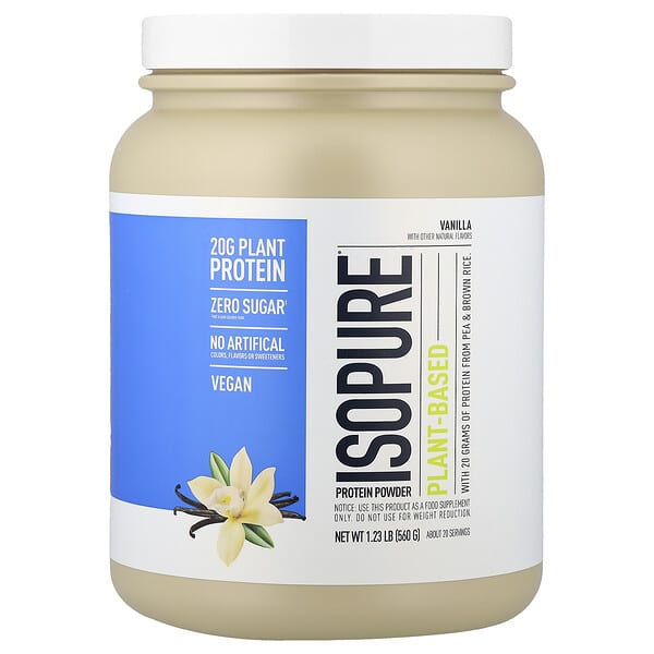 Isopure, Plant-Based Protein Powder, Vanilla, 1.23 lb (560 g)