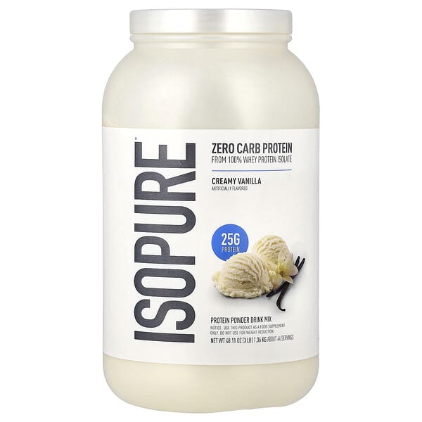 Isopure, Zero Carb Protein Powder, Creamy Vanilla, 3 lb (1.36 kg)