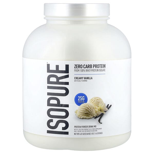 Isopure, Zero Carb Protein Powder, Creamy Vanilla, 4.5 lb (2.04 kg)
