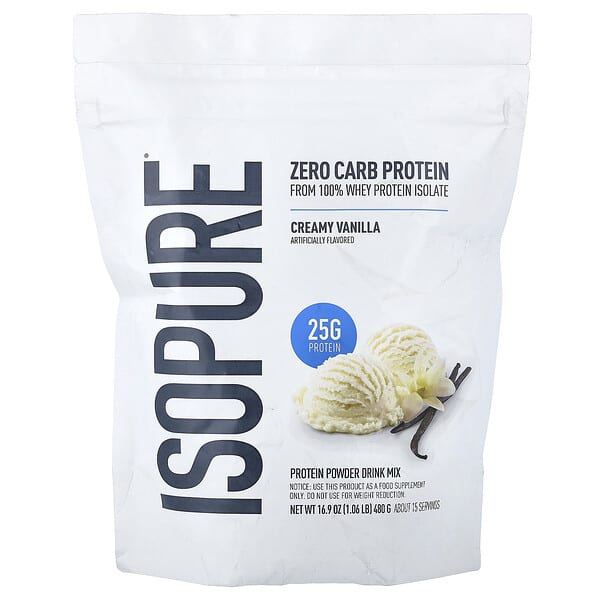 Isopure, Zero Carb Protein Powder Drink Mix, Creamy Vanilla, 1.06 lb (480 g)