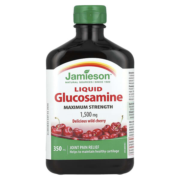 Jamieson Vitamins, Liquid Glucosamine, Maximum Strength, Delicious Wild Cherry, 1,500 mg, 350 ml