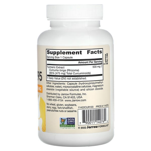 Alternative view of Jarrow Formulas, Curcumin 95, Turmeric Extract, 500 mg, 120 Veggie Capsules