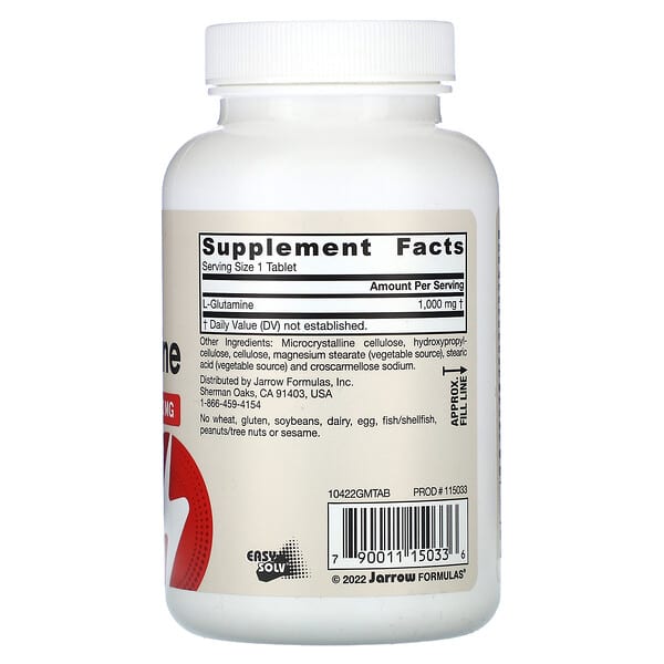 Alternative view of Jarrow Formulas, L-Glutamine, 1,000 mg, 100 Tablets