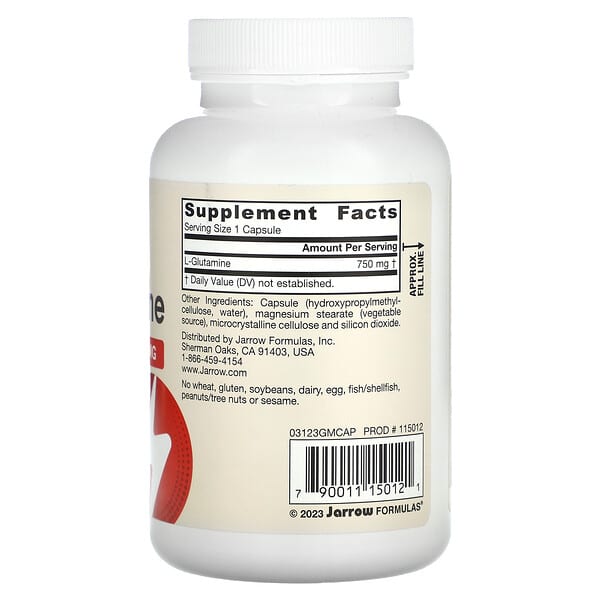 Alternative view of Jarrow Formulas, L-Glutamine, 750 mg, 120 Veggie Capsules